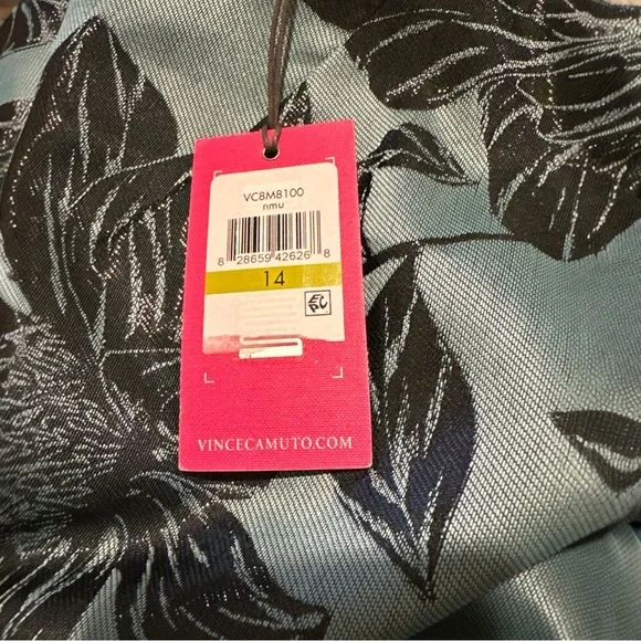 Vince Camuto NWT Blue/Black Floral cocktail Dress Sz14 appropriate for all event - Picture 4 of 11